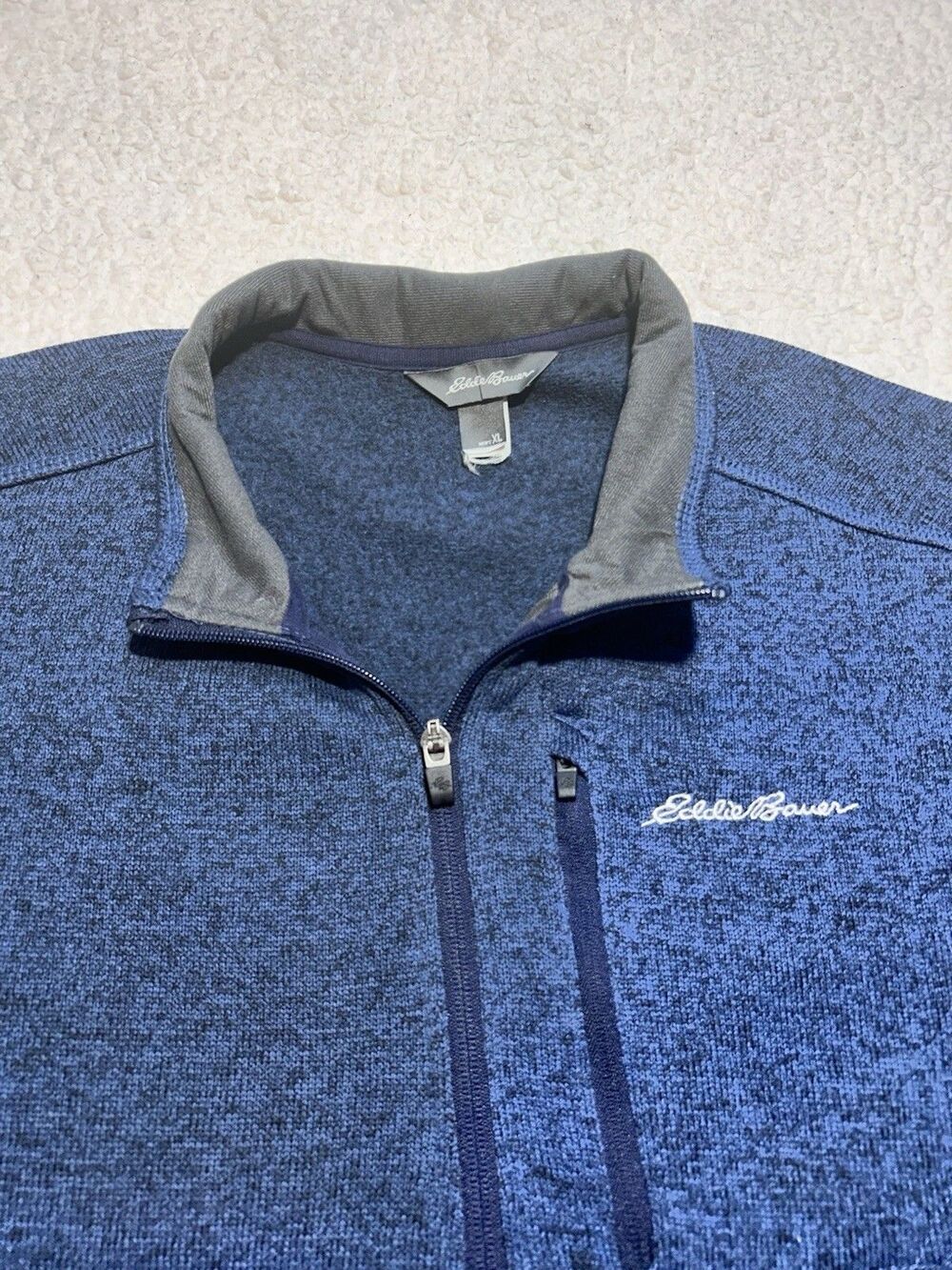 Eddie Bauer 1/4 Zip Fleece Sweater Jacket Men’s XL Heather Blue Pullover